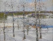 Anton Genberg Winter landscape of Norrland with birch trees France oil painting artist